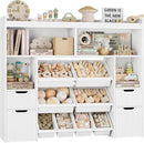HORSTORS 55" W Toy Storage Organizer with Drawers, Large Kids Toy Storage Box with Removable Bins, Tall Kids Bookshelf and Bookcase for Boys and Girls, Modern Toy Chest for Playroom, Classroom, White by CozyNest Decor