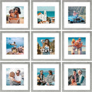 Vittanly 12x12 Picture Frames Set of 9, Shatter Resistant Plexiglass, Display 8x8 Pictures with Mat or 12x12 without Mat, Photo Frames for Wall Mount, Engineered Wood, Grey by CozyNest Decor