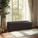 BELLEZE 47 Inch Storage Ottoman, Faux Leather Storage Bench Bedroom Bench with Safety Close Hinge, Ottoman with Storage for Living Room, Entryway, Hallway, Foot Rest, Support 300lbs - Brown by CozyNest Decor