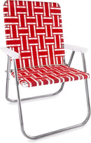 Lawn Chair USA Folding Aluminum Outdoor Patio Lawn Chair | Heavy-Duty Webbed Chairs for Camping, Sports, Beach, Yard & Tailgating | Lightweight Portable | Magnum - Red and White with White Arms by GreenHaven Gardens