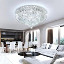Modern Crystal Chandeliers for Dining Room LED Light Fixture Close to Ceiling Chandelier Flush Mount Ceiling Light Dimmable Lamp with Remote for Living Room Bedroom Hallway 2700K 6000K by CozyNest Decor