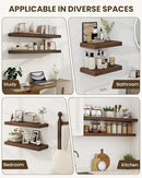 Marsmiles 48" Floating Shelves for Wall, Wooden Shelves with Invisible Brackets Set of 2, Rustic Farmhouse Wall Mounted Shelf for Kitchen Bathroom Living Room Study, Walnut by CozyNest Decor