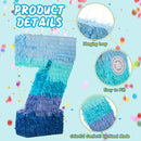 Sratte Number 1 2 3 4 5 6 7 8 9 Piñata with Stick Blindfold Confetti, Gradient Blue Piñata for Kids Boys Girls Birthday Party Anniversary Decorations Supplies(Number 7) by TinyTreasures Baby Boutique