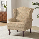 Accent Chair, High Back Upholstered Armchair with High Resilience Sponge & Wood Legs, Mid-Century Modern Comfy Single Sofa Reading Chairs for Living Room, Bedroom (Floral Light Brown, Set of 1) by CozyNest Decor