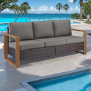 Outdoor Couch Wicker Patio Sofa, Rattan Patio Furniture Sofa with Sturdy Frame,All-Weather PE Wicker,Wide Armrest,Deep Seating and Thick Cushions for Deck Porch Garden(Brown/Grey) by CozyNest Decor