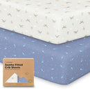 KeaBabies 2-Pack Organic Crib Sheets for Boys, Girls - 52x28 Fitted Crib Mattress Sheet Neutral, Breathable Jersey Cotton Cover for Baby Bed, Toddler Mattress, Soft & Cute Prints (Marine Muse) by TinyTreasures Baby Boutique