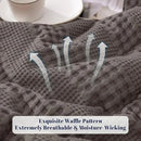 PHF Cooling Waffle Blanket Twin Size, Lightweight 60% Rayon Derived from Bamboo & 40% Cotton Breathable Blanket for Hot Sleepers, Soft and Luxury for Bed Couch and Sofa, 66"x90", Dark Grey by CozyNest Decor