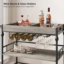 GarveeHome Bar Cart, Bar Carts for The Home, 3 Tier Serving Cart with Wheels, Home Bar & Serving Carts, Metal Rolling Cart with Wine Rack & Removable Tray for Kitchen, Dining Room, Living Room-Grey by CozyNest Decor