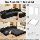 107" Oversized Convertible Sleeper Sofa Bed, Corduroy L Shape Sectional Couch, Folding Sofa Bed with Side Pocket, Modern Cloud Floor Mattress Couch, Modular Sofa for Living Room, Black by CozyNest Decor