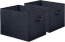 SIMPLE HOUSEWARE 15 x 13 Inch Collapsible Fabric Storage Bin with Handles, 2 Pack, Black by CozyNest Decor