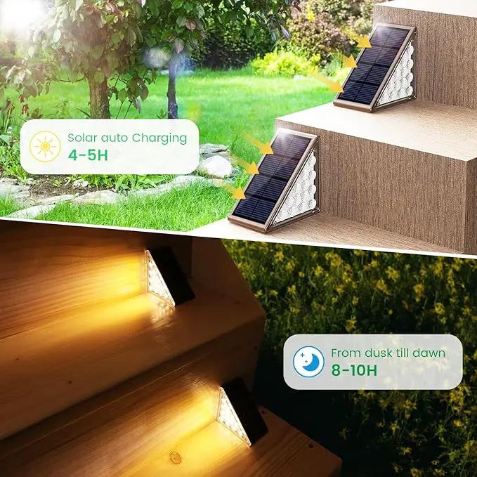 Solar Step Lights for Outside,12pack Solar Stair Lights Outdoor Waterproof IP67,Outdoor Deck Step Lights,Solar Outdoor Lights for Staircase,Patio,Front Step(Warm Brown), photo 2 of 6