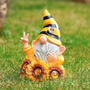 Garden Sculptures & Statues Resin Summer Bee Gnome with Sunflower, Outdoor Funny Decoration Solar Light Figurine Gifts for Yard, Patio Decor for Mom by CozyNest Decor