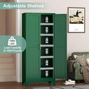 Metal Pantry Cabinet with 2 Doors and 5 Adjustable Shelves, 75" Kitchen Storage Cabinet with Gold Handles, Versatile Storage for Laundry, Living, Bathroom, Dining, Utility Room - Green by CozyNest Decor