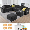 Modular Sectional Sofa Couches for Living Room Velvet Cloud Couch Oversized U Shaped Sectional Couch Convertible Sleeper Sofa Chaise Padded Armrests Cup Holder (Grey, 8 Seats) by CozyNest Decor
