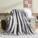 Luxury Faux Fur Blanket - Soft Warm Plush Blankets for Couch Sofa Bed, Fluffy Thick Throws for Bedroom, Office, Living Room, Decorative Reversible, Not Easy to shed- 50"x60", Black/White by CozyNest Decor