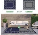 GENIMO Outdoor Rug 8' x 10' Patio Waterproof, Foldable Reversible Plastic Straw Area Rugs Mat for Camper Decor, Outside Carpet for Rv, Deck, Porch, Picnic, Beach, Balcony, Blue & Grey by GreenHaven Gardens