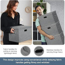 Large 17" 36 Quart Collapsible Stackable Storage Bins with Lids, 3 Packs Black and White Mix Linen Fabric Closet Boxes with Lids, Storage Cube Baskets Container Organizers (17x12x11) by CozyNest Decor