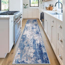 Washable Area Rugs 2'x8' Non-Slip Modern Abstract Soft for Living Room Entryway Bedroom Nursery, Print Pattern, Blue Grey Navy Gray by TinyTreasures Baby Boutique