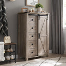 T4TREAM 5 Drawers Dresser for Bedroom w/Sliding Barn Door, Farmhouse Modern Tall Dresser 5 Chest of Drawers, Storage Organizer for Bedroom, Hallway, Living Room, Kids Room, Light Rustic Oak by TinyTreasures Baby Boutique