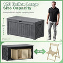 Greesum 120 Gallon Outdoor Storage Box with Lock - Large Resin Deck Box, Reinforced Lid for Garden, Patio, Lawn, Gray by GreenHaven Gardens