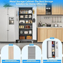71" H×32" W×16" D Garage Storage Cabinet with Wheels & Pegboard, Locking Metal Storage Cabinet with Doors and 5 Adjustable Shelves & & 4 Hooks for Garage Warehouse Home Office, White and Gray by GreenHaven Gardens