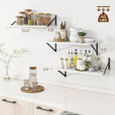 Heimlove 24" W x 12" D Wall Shelves for Books, 12 Inch Deep Floating Shelves Set of 3, Wide Floating Bookshelf with Metal Bracket for Living Room, Kitchen, Office, Bedroom and Decor Storage - White