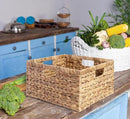 Large 14.5” x 13.5” x 8” (Set of 3) Natural Water Hyacinth Woven Storage Baskets, Rectangular Wicker Basket with Built-in Handles, Large (Natural) by CozyNest Decor