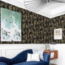 Dimoon 393"x17.3" Floral Wallpaper Peel and Stick Flowers Golden Black Contact Paper Thicken Waterproof Modern Self Adhesive Plants Wallpaper Removable Wall Paper Shelf Vinyl Roll by GreenHaven Gardens