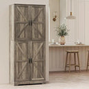 HOMCOM 72" Farmhouse Kitchen Pantry Cabinet, Freestanding Tall Storage Cabinet with 4 Barn Doors, 4 Adjustable Shelves and 8 Door Shelves, Gray Wash by CozyNest Decor