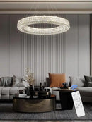 Dia 40" Modern Crystal Chandelier Ring Chandelier Adjustable Height Luxury Crystal Pendant Ceiling Light Fixture for Dining Living Room Bedroom by CozyNest Decor