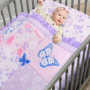 Cloele Crib Bedding Set for Girls, 3 Pieces Floral Butterfly Baby Bedding Set -Includes Comforter Fitted Sheet Crib Skirt,Standard Size Nursery Baby Crib Set for Girls,Purple by TinyTreasures Baby Boutique