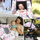 Floral Baby Carseat Cover Girls, Pea Pod Infant Car Seat Covers Canopy for Newborn with 2 Layers Windows of Breathable Mesh/Fabric, Lightweight Polyester/Minky Dot Backing, Snug Fit Most Baby Car Seat by TinyTreasures Baby Boutique