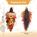 24" Rustic Fall Scarecrow Teardrop Swag – Farmhouse Sunflower & Pumpkin Wreath – Autumn Harvest Hanging Decor for Front Door, Wall, Porch, Indoor/Outdoor by CozyNest Decor
