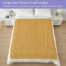 Bigacogo Chunky Knit Throw Blanket for Couch, 51x63 inches, 100% Hand Knitted with Thick Jumbo Chenille Yarn, Cozy Soft Large Rope Knot Cable Crochet Blankets for Sofa Bed Living Room, Mustard Yellow by CozyNest Decor