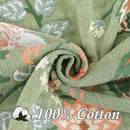Snycler Boho Throw Blanket for Bed - 100% Cotton Ultra Soft Rustic Quilt Green Blanket - Floral Printed Farmhouse Decor Bed Blankets, 80"×90" All Season Rustic Throw for Sofa Couch Chair by CozyNest Decor