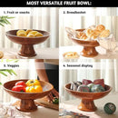 Folkulture Wooden Fruit Bowl for Kitchen Counter | 12" Large Premium Eco Friendly Banana Fruit Basket for Kitchen | Acacia Wood Bowl with Holder, Pedestal for Table Decor, Centerpiece for Dining Table by CozyNest Decor