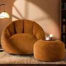 Giant Bean Bag Swivel Chair for Adults - Comfy Plush Round Shell Soft Accent Chaise Lounge Indoor Chair, Oversized Cozy Floor Sofa for Living Room, Bedroom & Game Rooms, Orange by CozyNest Decor