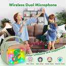 Dinosaur Karaoke Machine for Kids, Portable Mini Karaoke Machine with 2 Wireless Microphones, 4 5 6 7 8 9 10 Years Old Girl Boy Easter Christmas Birthday Gift Colorful Lighted Speaker Toys by TinyTreasures Baby Boutique