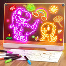 16-Inch Rechargeable Doodle Glow LED Note Board, 7-Color Light Modes, Neon Art Dry Erase Light Up Drawing Pad with Built-in Stand, Sketching Gift Toy for Kids/Girls/Teens, 5 Markers & Tracing Book by TinyTreasures Baby Boutique