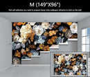 WFBHUA-Black and Gold Floral Wallpaper for Bedroom Vintage Blue Peony Flower Wall Mural (Not Peel and Stick) by CozyNest Decor