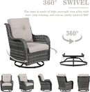 3 PCS Patio Furniture Set - Mixed Grey Wicker Swivel Rocking Chairs with Side Table, Furniture Set for Outdoor by GreenHaven Gardens
