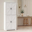 HOMCOM 72" Farmhouse Kitchen Pantry Cabinet, Freestanding Tall Storage Cabinet with 4 Barn Doors, 4 Adjustable Shelves and 8 Door Shelves, Embossed White Wood Grain by CozyNest Decor