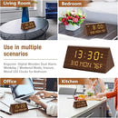 Kogonee Wooden Digital Alarm Clock, 0-100% Dimmer, 2 Alarm Settings, Weekday/Everyday Mode, 9 Mins Snooze, 12/24H, Temperature and Date Display for Office, Travel, Bedroom Alarm Clock (Brown) by CozyNest Decor