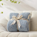 Snuggle Sac Queen Size Bed Blanket Heather Blue, Reversible Super Soft Microfiber Blankets Warm Cozy Knit Fuzzy Plush Bed Blankets, Blue, Queen 90x90 by TinyTreasures Baby Boutique