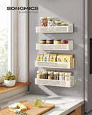 SONGMICS Magnetic Spice Rack for Refrigerator, Set of 4, 2 Large and 2 Small Kichen Magnetic Shelves for Microwave, Washing Machine, Spice Organizers, No Drilling Needed, Cream White UKCS061W01 by CozyNest Decor