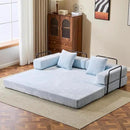 Convertible Sleeper Sofa Bed, Compression Folding Sofa with Pillow, No Assembly Required, Shape Frame, Floor Sofas Lounge Couch for Living Room, Bedroom, Small Spaces(Chenille, 77''W, Light Blue) by CozyNest Decor