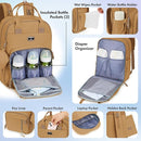 Dikaslon Diaper Bag Backpack with Portable Changing Pad, Pacifier Case and Stroller Straps, Large Unisex Baby Bags for Boys Girls, Multipurpose Travel Back Pack for Moms Dads, Tan by TinyTreasures Baby Boutique