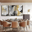 YJYart Gold Wall Art Abstract Wall Art Living Room Decor Black and White Canvas Picture Home Decor Wooden Frame Line Paintings Modern Artwork Office Decor 24"x 36"x 3 Pieces by CozyNest Decor