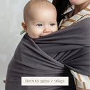 Boba Baby Wrap Carrier – Original Baby Sling Carrier for Newborns (7–35 lbs), Soft, Secure, Hands-Free & Ergonomic, Ideal for Comfortable Bonding, New Parents (Organic Dark Grey) by TinyTreasures Baby Boutique