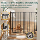 Cumbor 34" Extra Tall No Bottom Bar Baby Gate for Stairs, Auto Close Dog Gate Indoor for Larger Pets, 29.2-43" Hardware Mounted Safety Gate for Doorways, Wide Walk Thru Door for Easy Access (Black) by TinyTreasures Baby Boutique